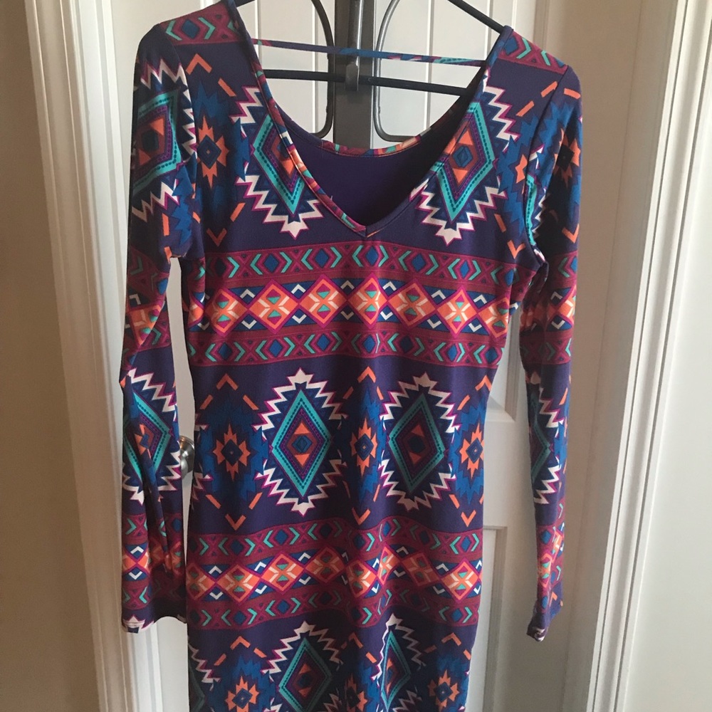 Aztec style long sleeve dress